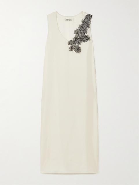 Lace-trimmed Silk-satin Maxi Dress