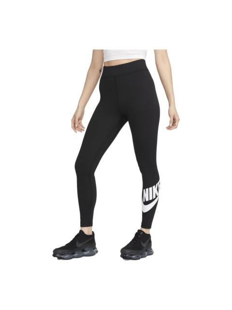 (WMNS) Nike Sportswear Classics High-Waisted Graphic Leggings Asia Sizing 'Black White' DV7792-010