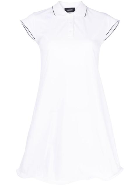 contrast-stitching shirt dress