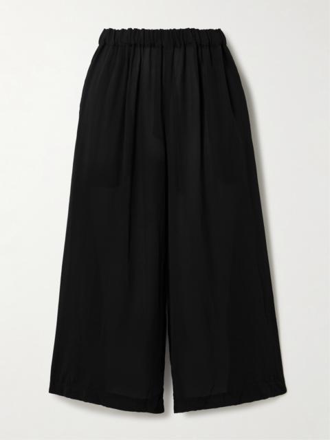 Cropped Crepe De Chine Wide-leg Pants