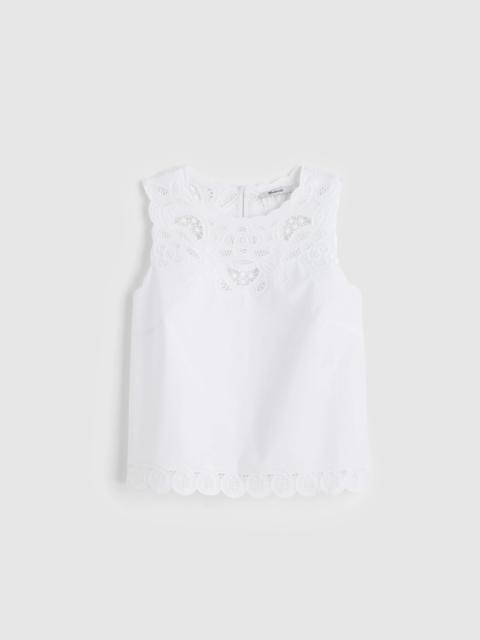 Embroidered Shell Top in Poplin