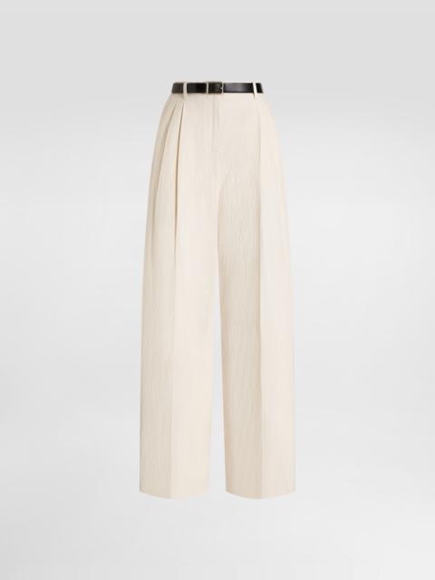 Rustic cotton and linen canvas trousers