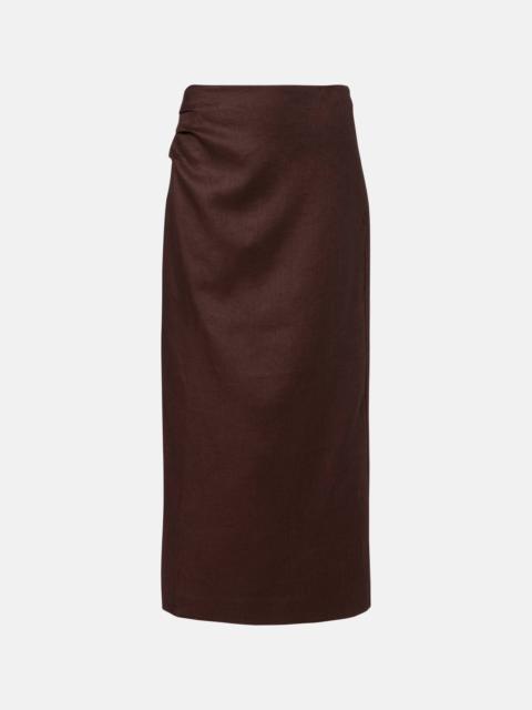 Linen midi skirt