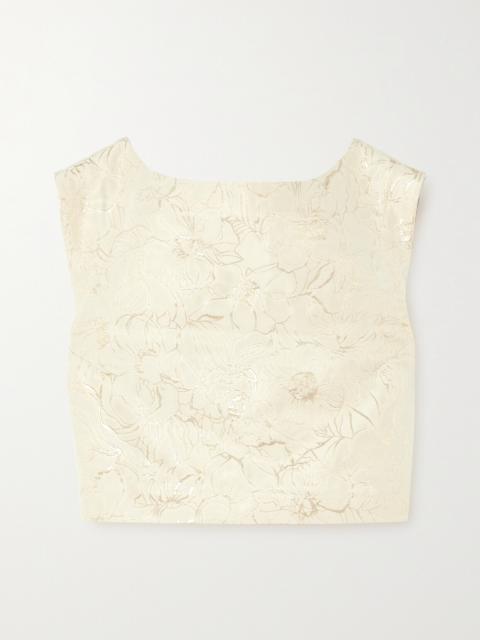 Richard Cropped Metallic Floral Brocade Top