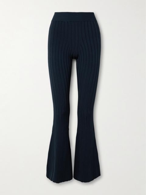 Ribbed-knit Flared Pants