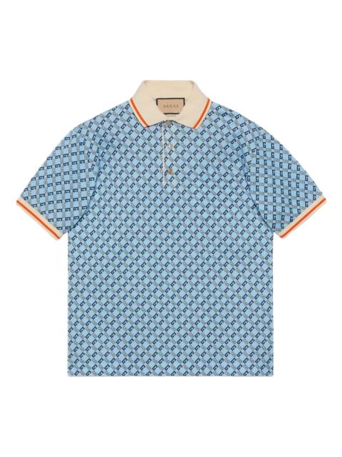 Gucci Geometric G Cotton Piquet Polo Shirt 'Light Blue' 742385-XJFGF-4311