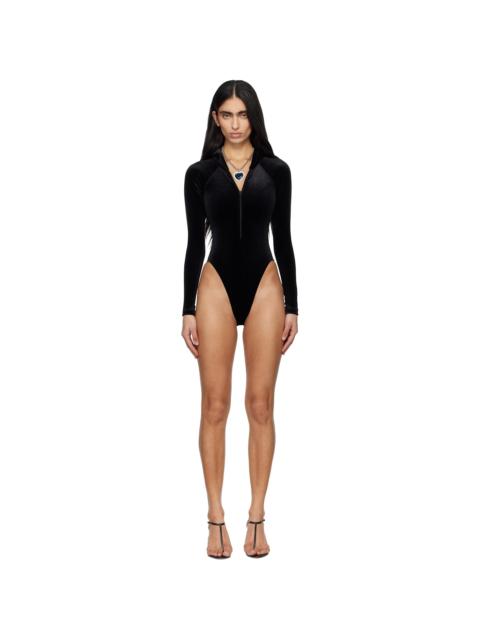 Black Velvet Hood Bodysuit