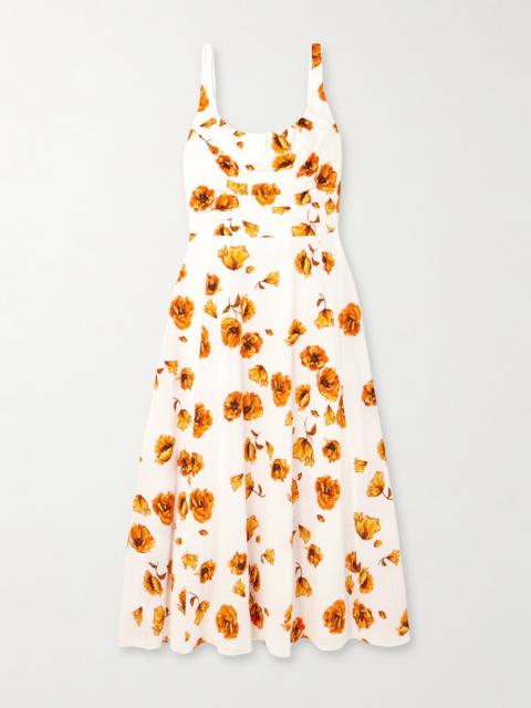 Verena Floral-print Swiss-dot Cotton-blend Midi Dress