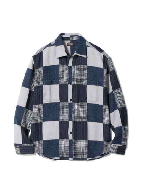 SC29589 Patchwork Check Work Shirt Navy