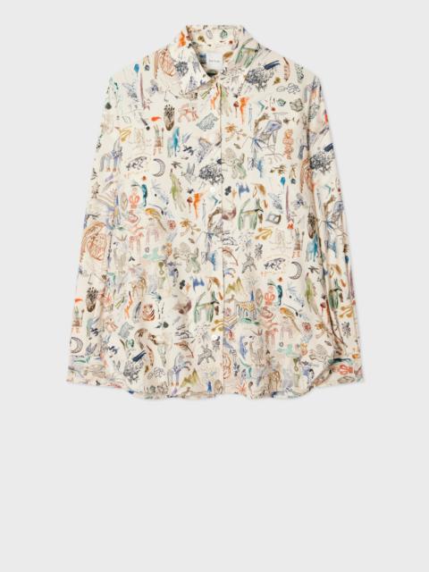 Women's Cream 'Little Beasts' Cotton-Blend Shirt