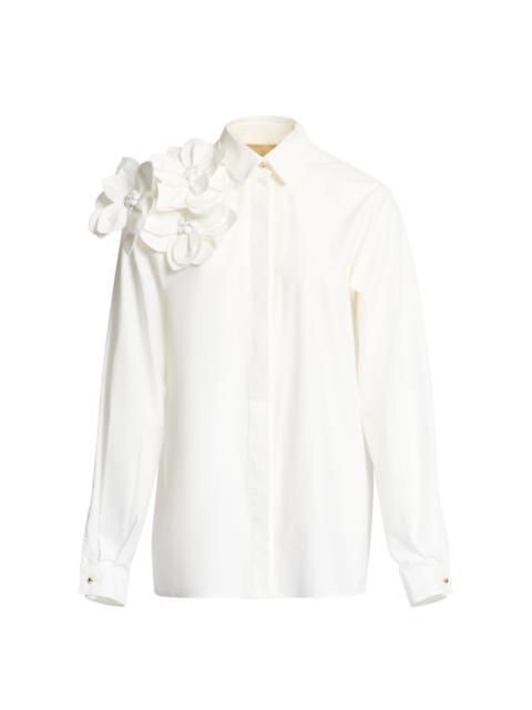 Floral-Appliquéd Cotton Poplin Shirt off-white