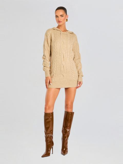 CAB CABLE KNIT HOODIE DRESS