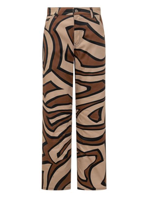 bottuned print trousers