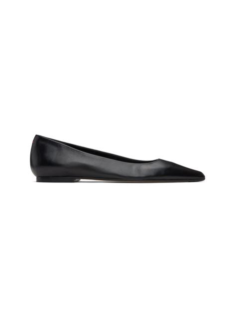 Black Cassy Pointed-Toe Ballerina Flats