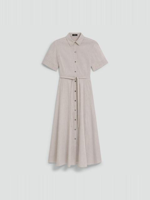 Belted Shirt Dress in Textured Linen