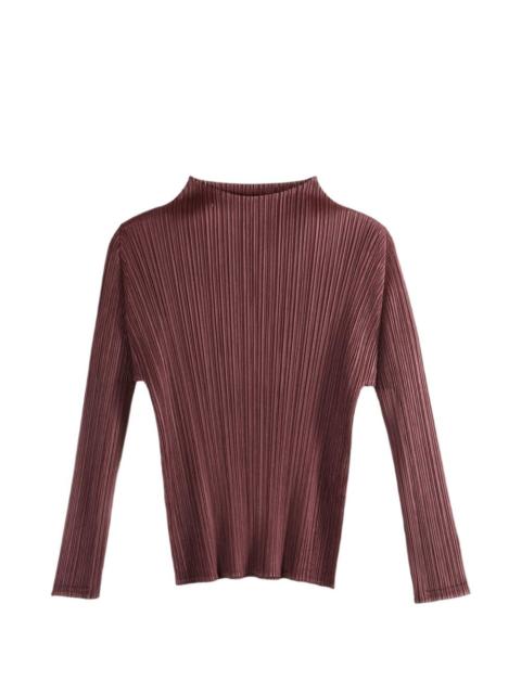 pleated long-sleeve top