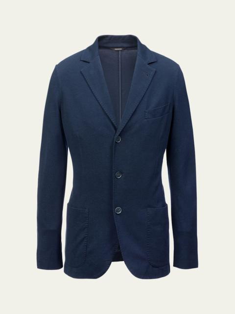 Men's Jersey Pique Three-Button Sweater Jacket