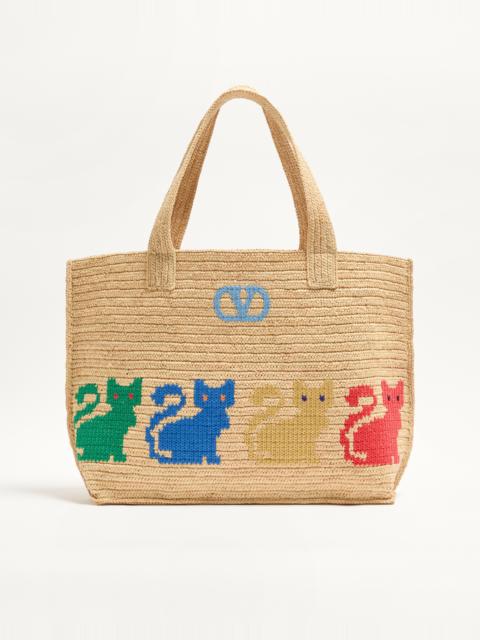 VALENTINO GARAVANI RAFFIACHAT LARGE RAFFIA SHOPPING BAG