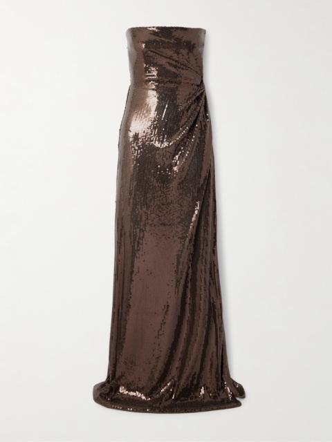 Strapless Sequined Tulle Gown