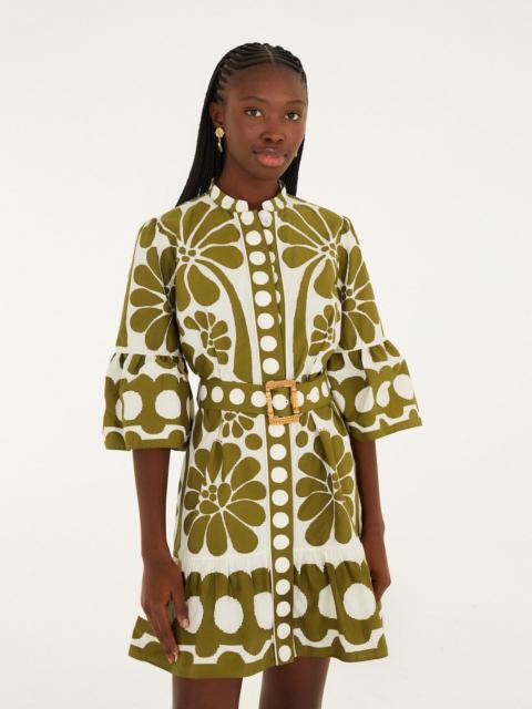 Green Palermo Belted Organic Cotton Mini Dress
