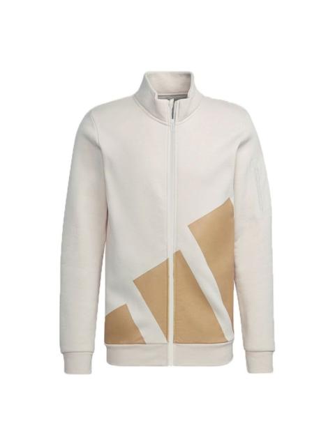 adidas Fleece Jacket M Contrasting Colors Large Logo Sports Creamy White HI1188
