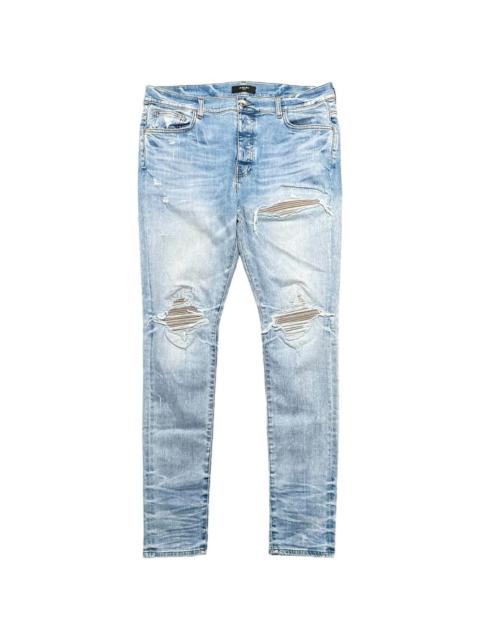 distressed straight-leg jeans