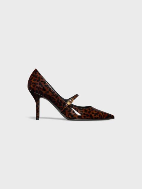 CELINE JUDY STRAPPY PUMP IN PRINTED LEOPARD PATENT CALFSKIN