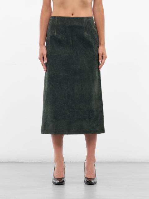 Dark Green Vegan Leather Skirt