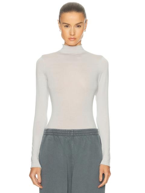 Sheer Modal Long Sleeve Turtleneck Bodysuit