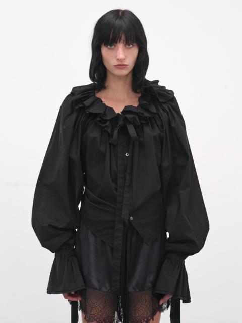 Black Stee Ruffle Draped Shirt