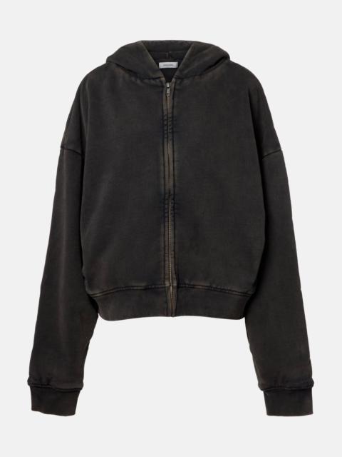 Thermal cotton fleece zip-up hoodie