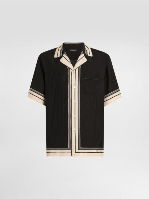 Logo and stripe-print hawaii shirt