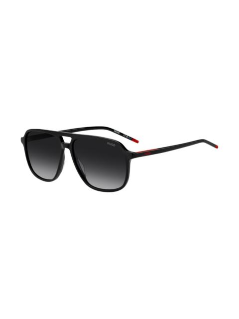 BLACK ACETATE SUNGLASSES WITH DOUBLE BRIDGE