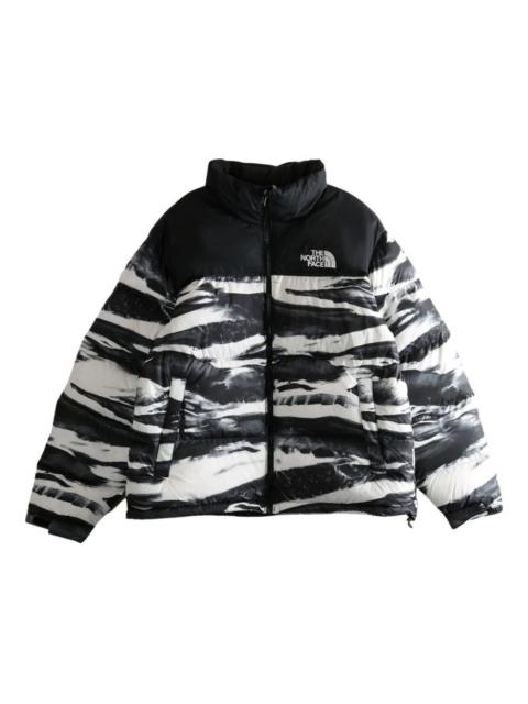 wave-print puffer jacket