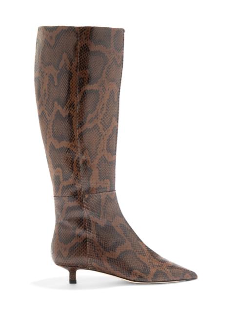 Sabrina Snake-Effect Leather Knee Boots brown