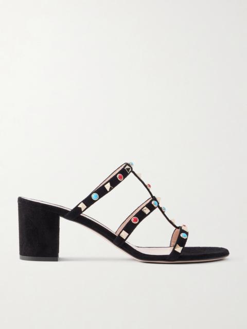 Rockstud 60 Embellished Leather Mules