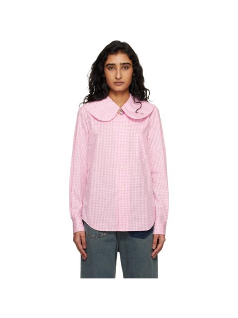 Pink & White Cotton Poplin Gingham Check Shirt