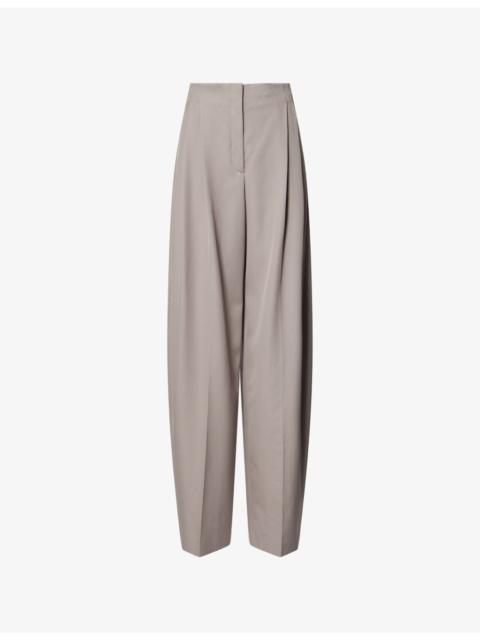 Pleated Wide-Leg Wool Trousers