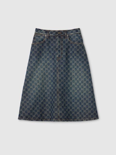 GG cotton denim jacquard skirt