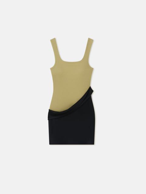 Ribbed Jersey and Slip Satin Dress