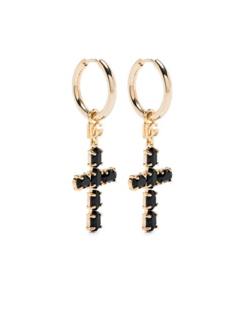 cross-charm drop earrings