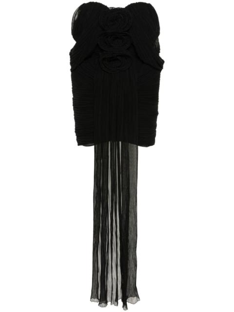 off-shoulder plissÃ© mini dress