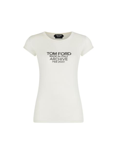 SILK JERSEY FITTED T-SHIRT WITH TOM FORD ARCHIVE LOGO