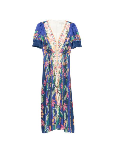 Lea floral V-neck midi dress