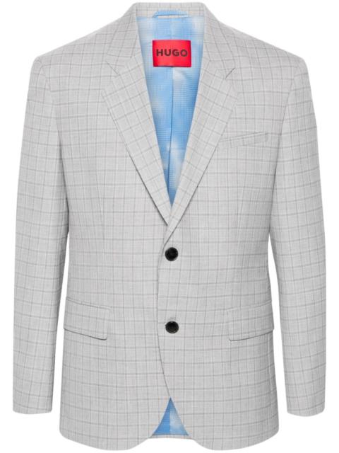 plaid-check single-breasted blazer