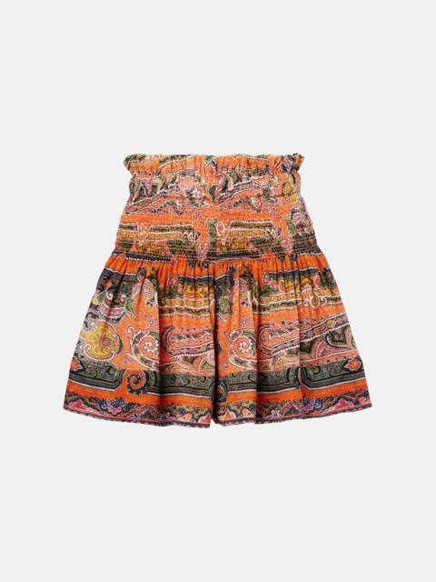 Maelly paisley silk voile wide-leg shorts