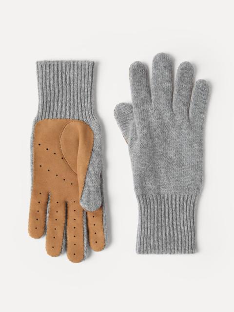 Cashmere knit gloves with suede palm
