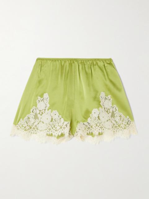 Iona Lace-trimmed Silk-satin Shorts