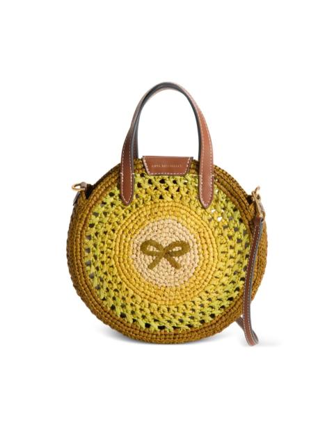 round bow-detail raffia tote bag
