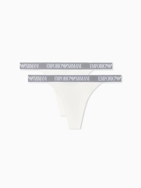 TWO-PACK OF ASV ICONIC ORGANIC JERSEY THONGS WITH LOGO WAISTBAND